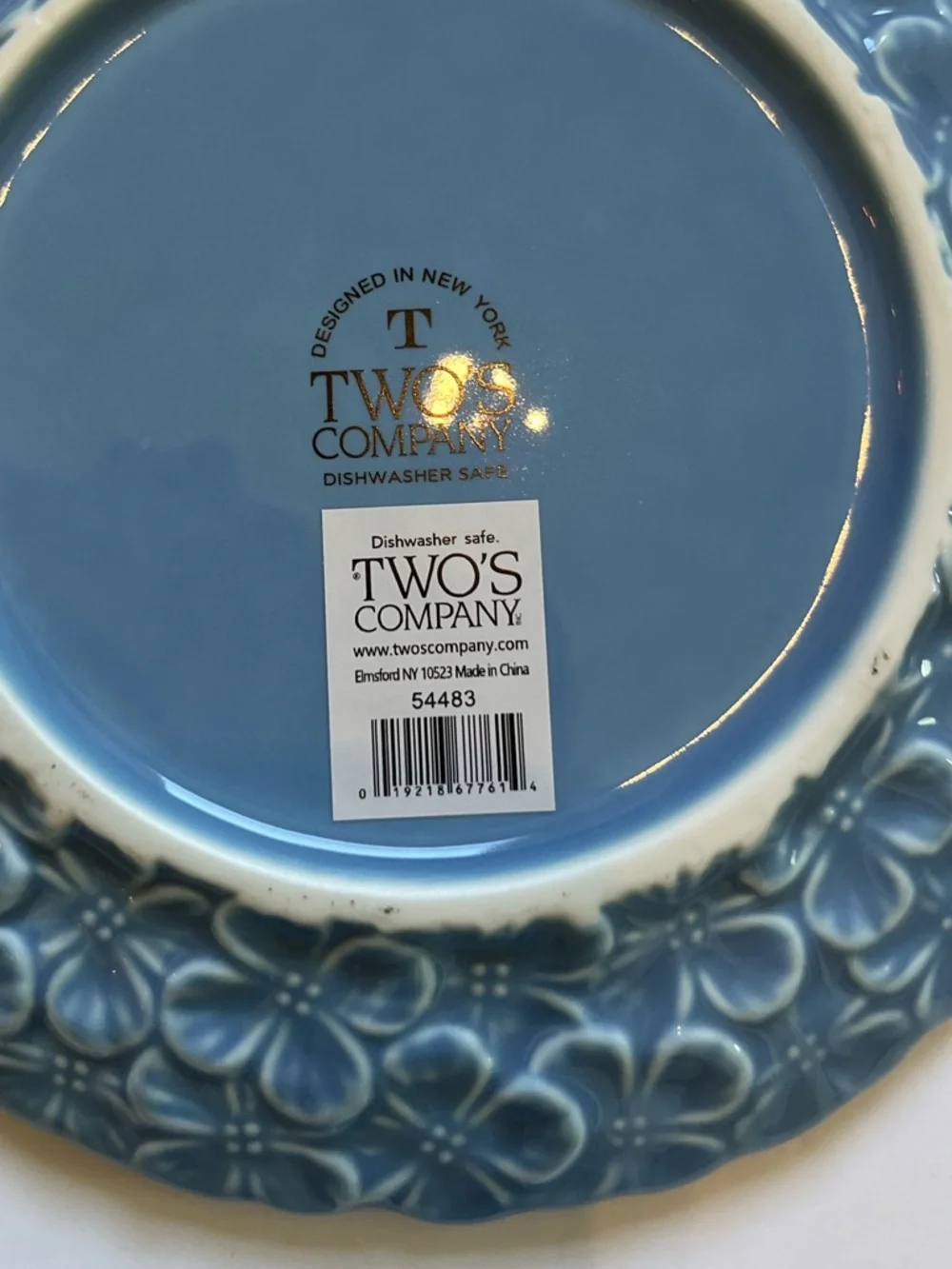 TWO’S COMPANY BLUE HYDRANGEA TIDBIT PLATE | SET OF 4 | NEW WITH TAGS
